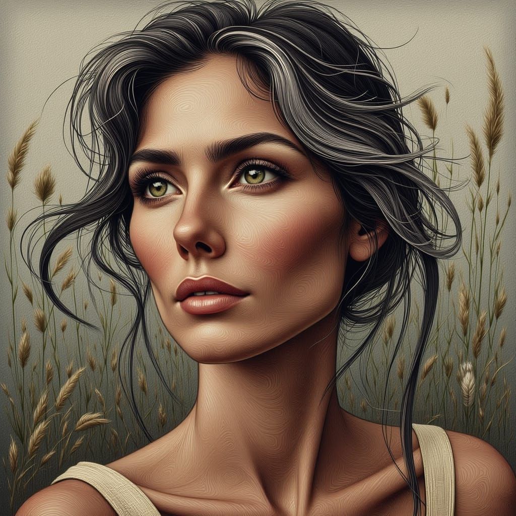 Introspective Middle-Aged Woman in Neo-Expressionist Style