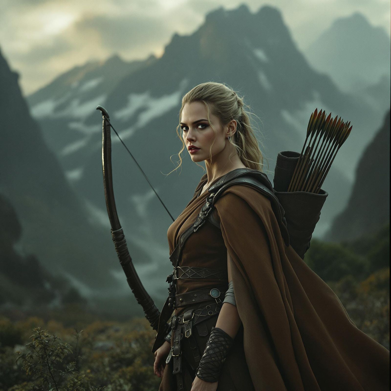 Scarlett Johansson as an archer.