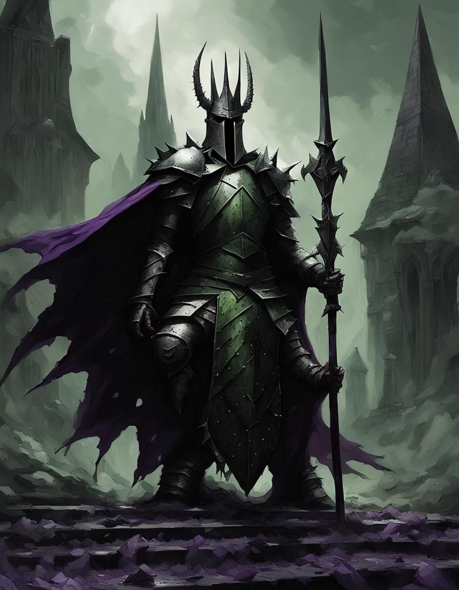 The Witch King in Black Armor with Dark Magic