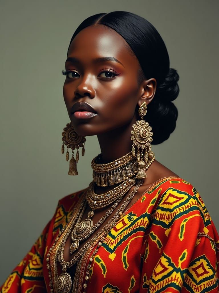 Striking Portrait of Woman in African Dress