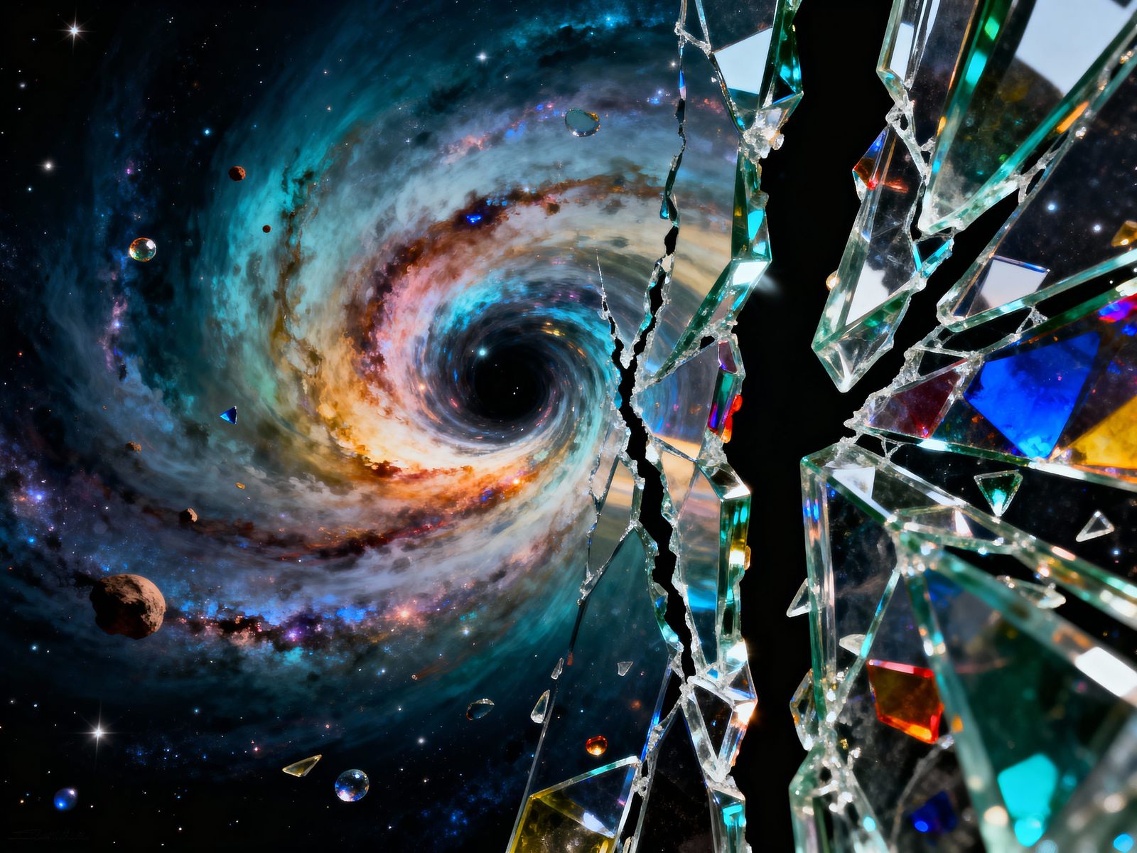 Glass Rift in Spacetime: Surreal Cosmic Art