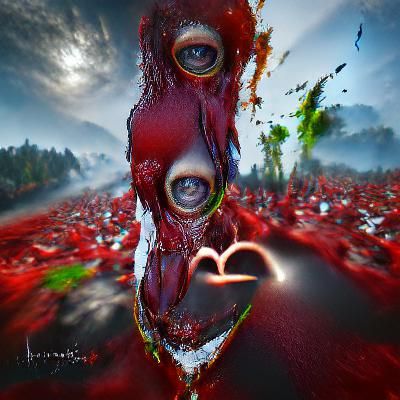 Surreal Zombie Heart in Mixed Media Abstract