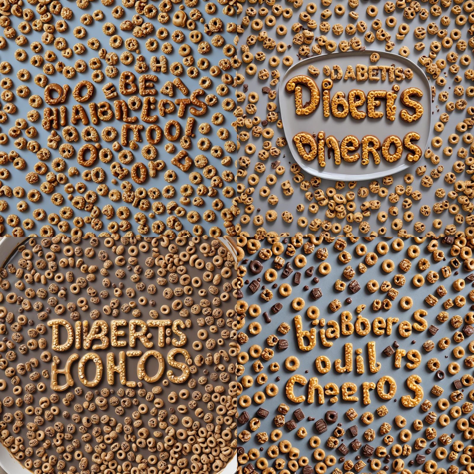 Cereal Bowl with "Diabetes" Message, Hyperrealistic
