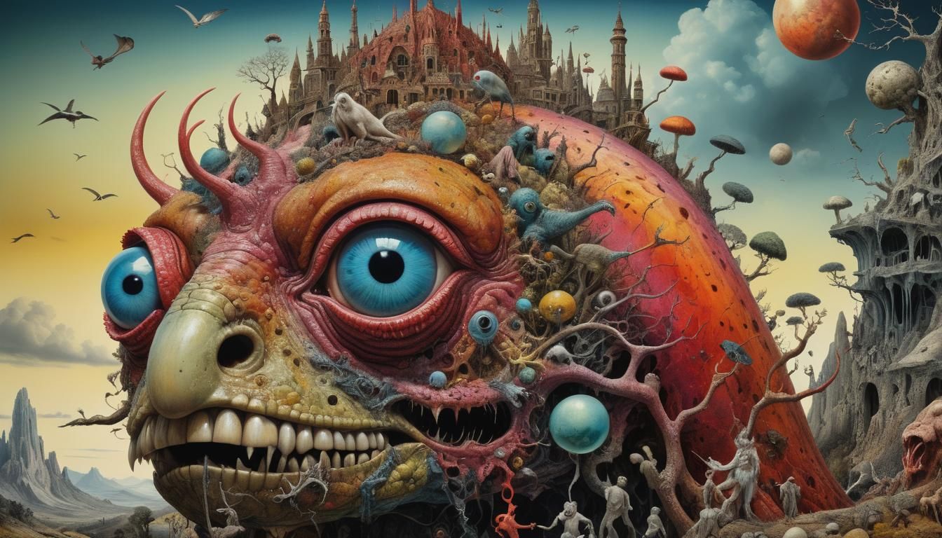 Apocalyptic Monster Collage in Surrealist Style