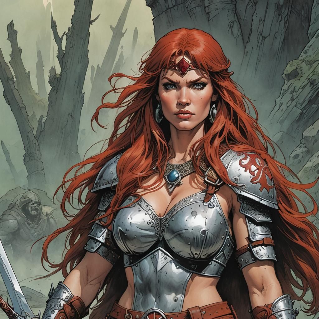 Red Sonja Portrait in Comic Book Style