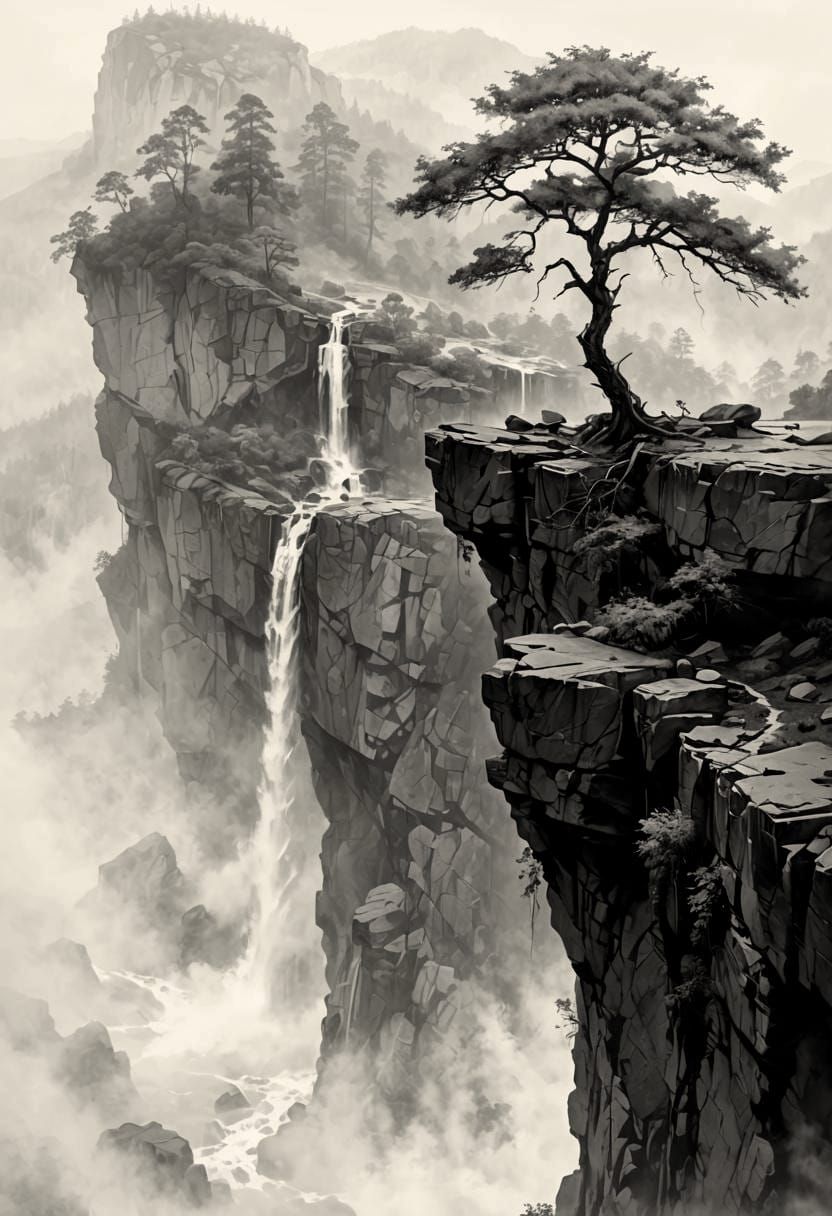 Majestic Black and White Rocky Landscape