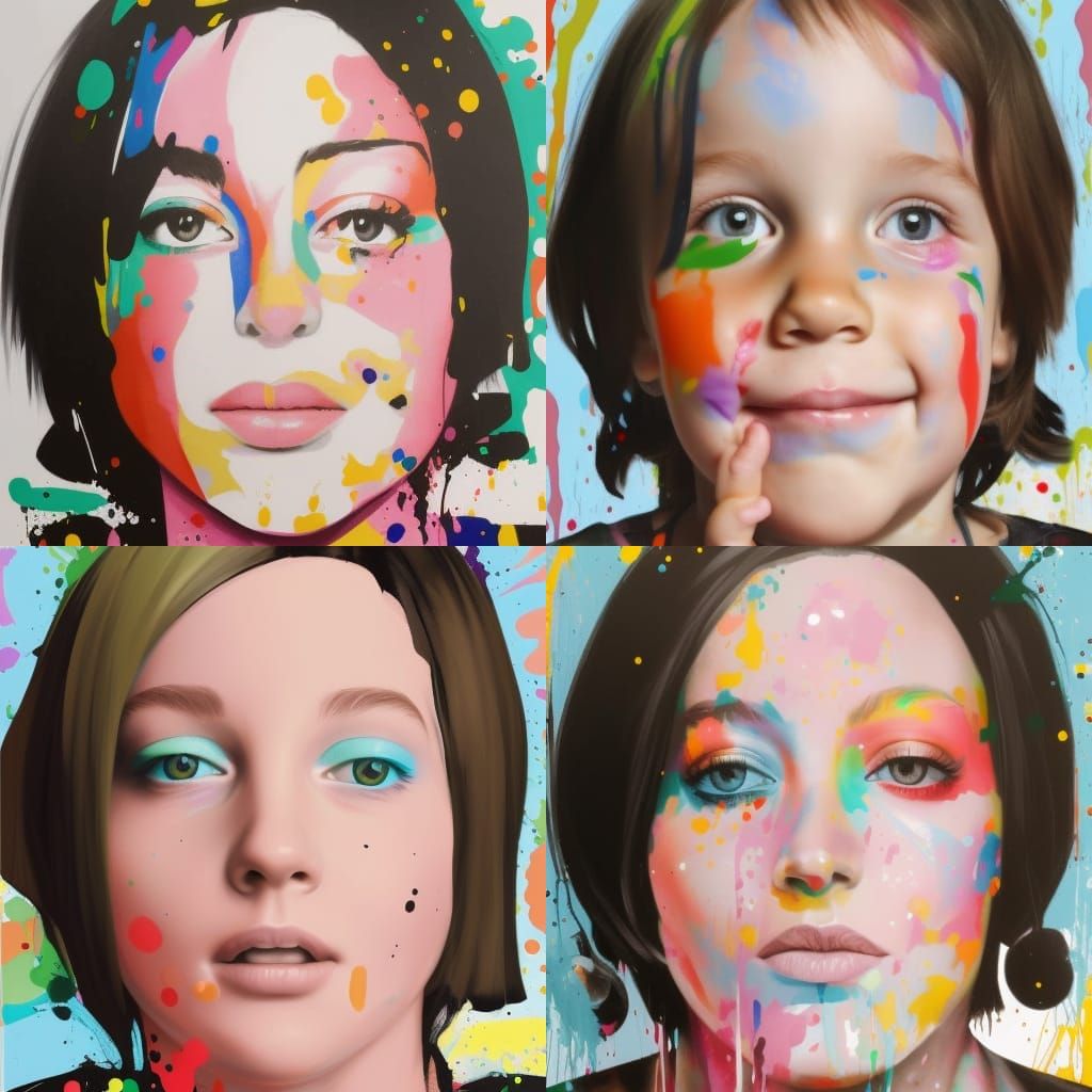 Rainbow Splatter Portrait: A Colorful Pop Art Explosion