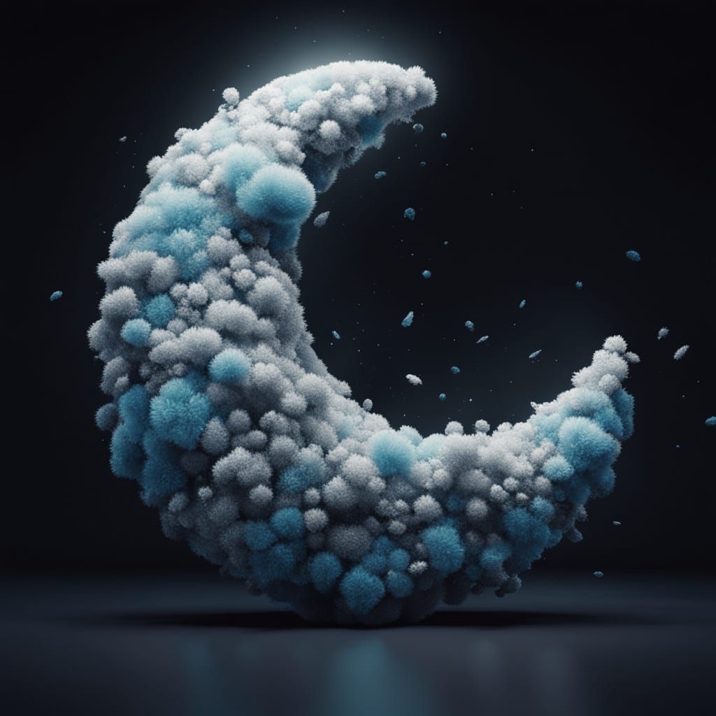 3D Pom Pom Moon Sculpture in Deep Colors