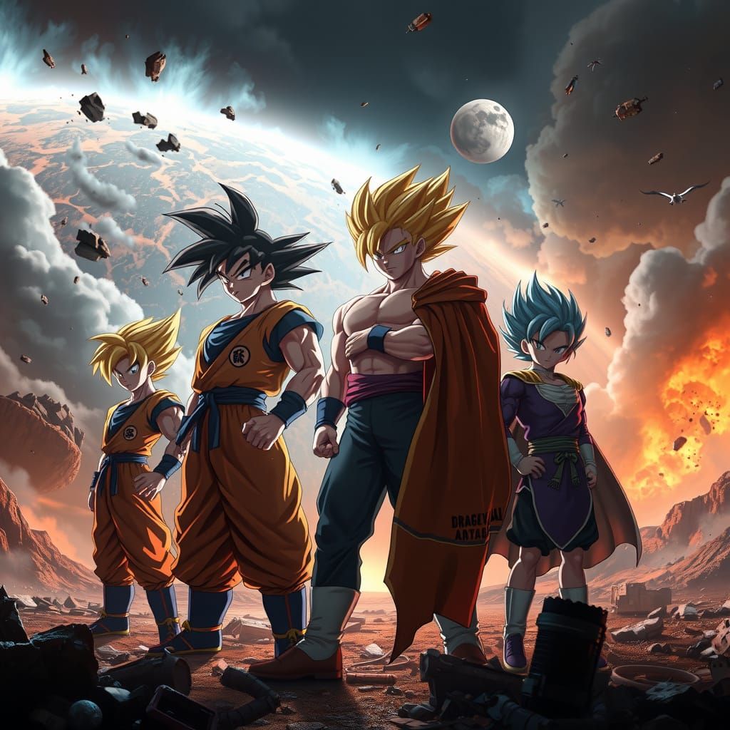 Epic Dragon Ball Z Warriors in Apocalypse Concept Art