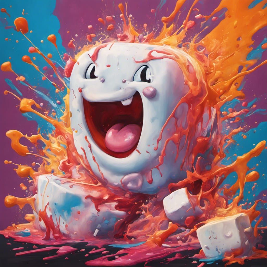 Hyperrealistic Marshmallow Party in Splash Art Style