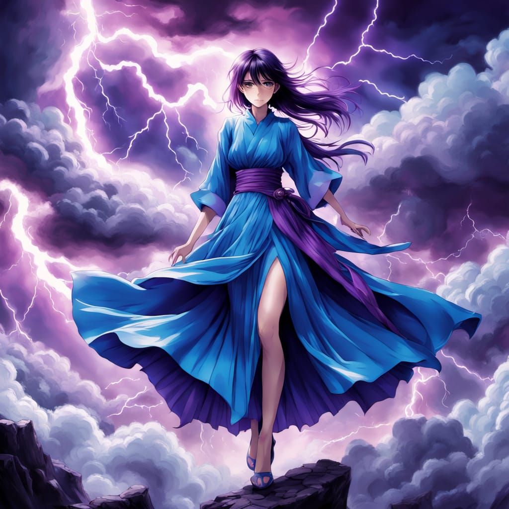 Electric Goddess in Anime Style