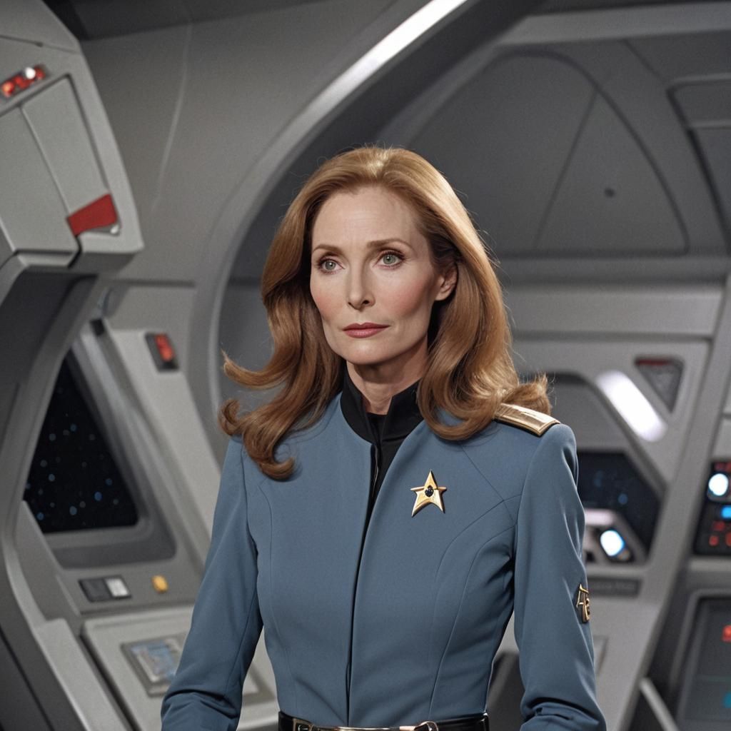 Gates McFadden as Starship Captain in Star Trek Finale