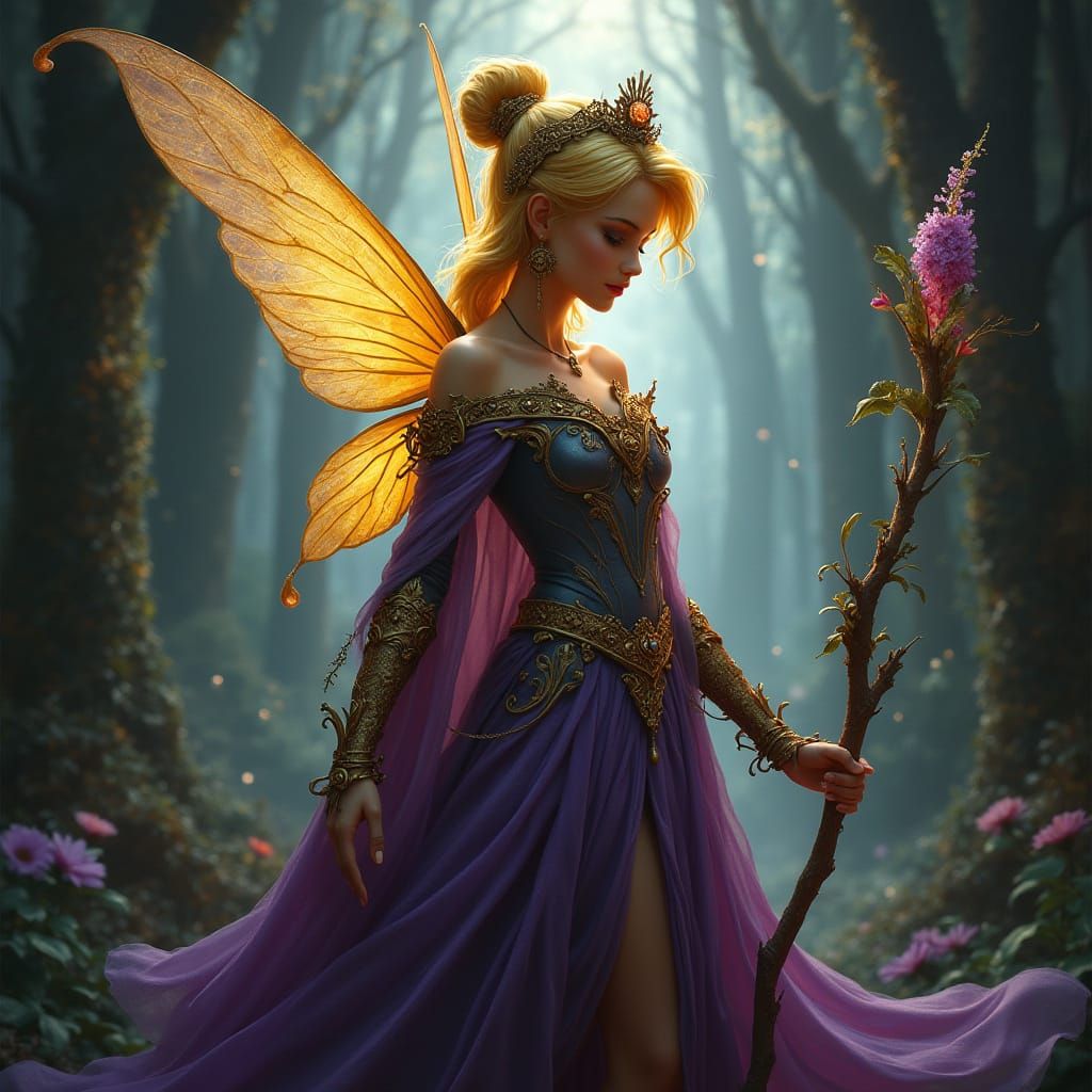 Tinkerbell in Ornate Medieval Fantasy Art Style
