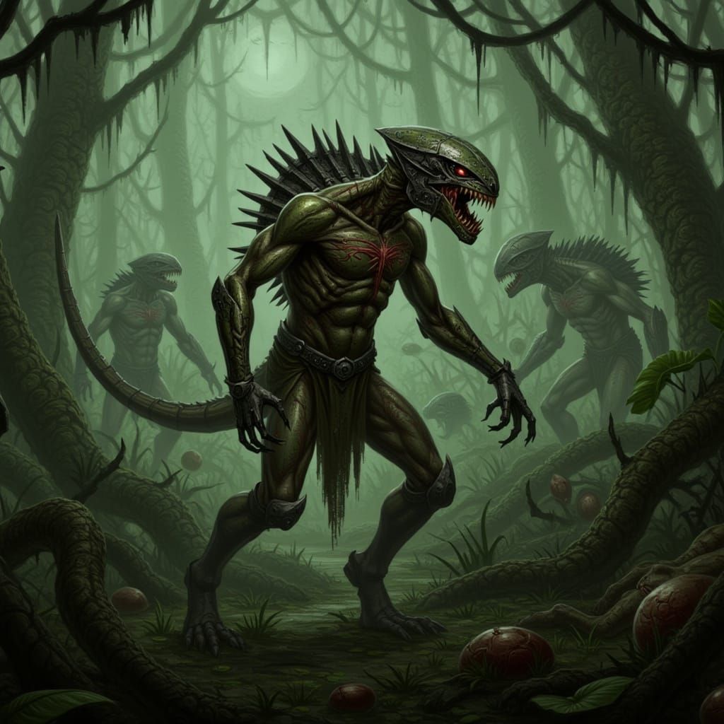 Cybernetic Predator Emerges from Jungle Fog