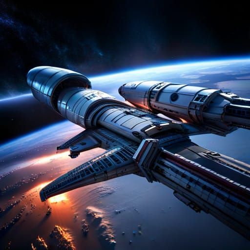 Futuristic Space Mothership in Photorealistic Sci-Fi Style