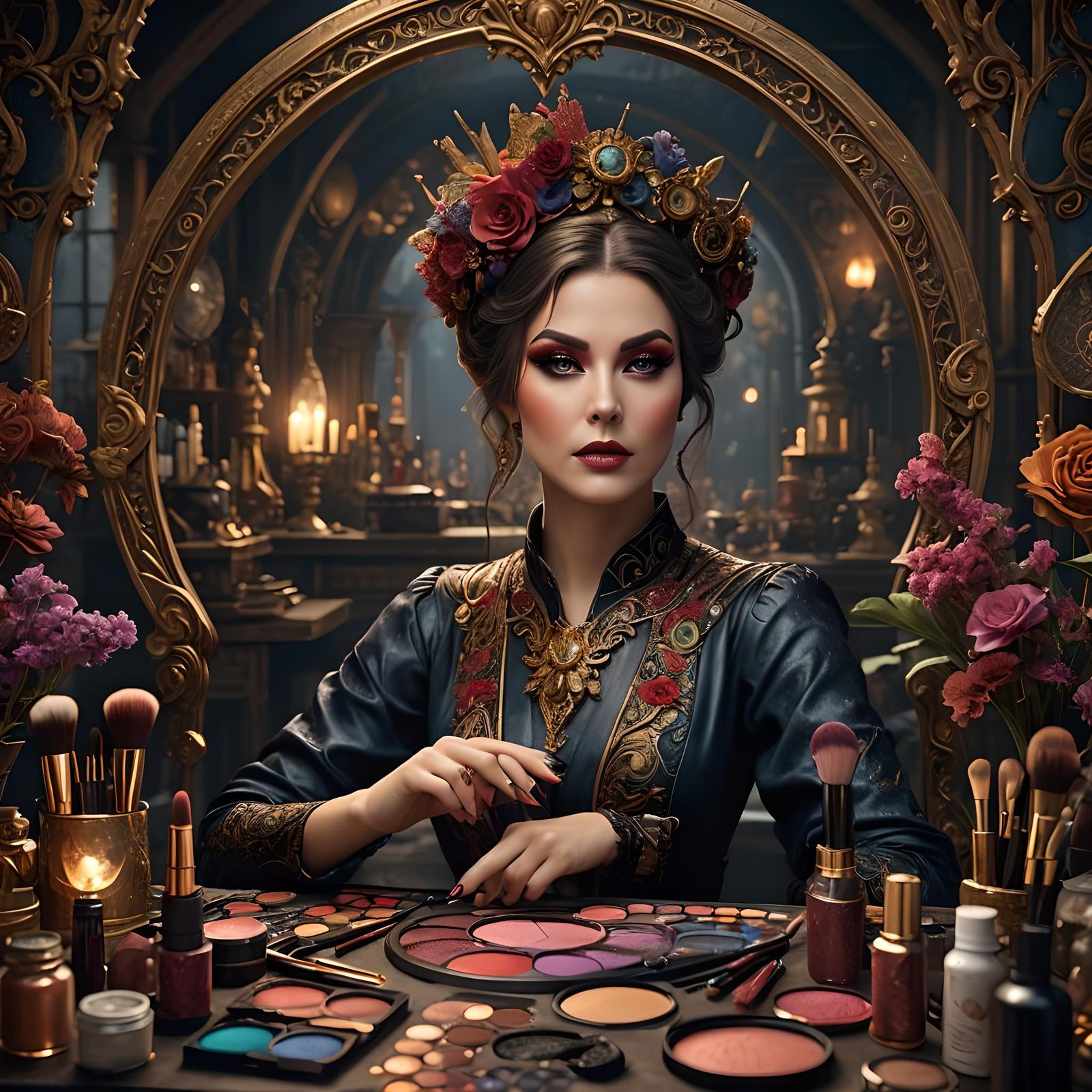 Female Makeup Artist Portrait in Detailed Matte Painting