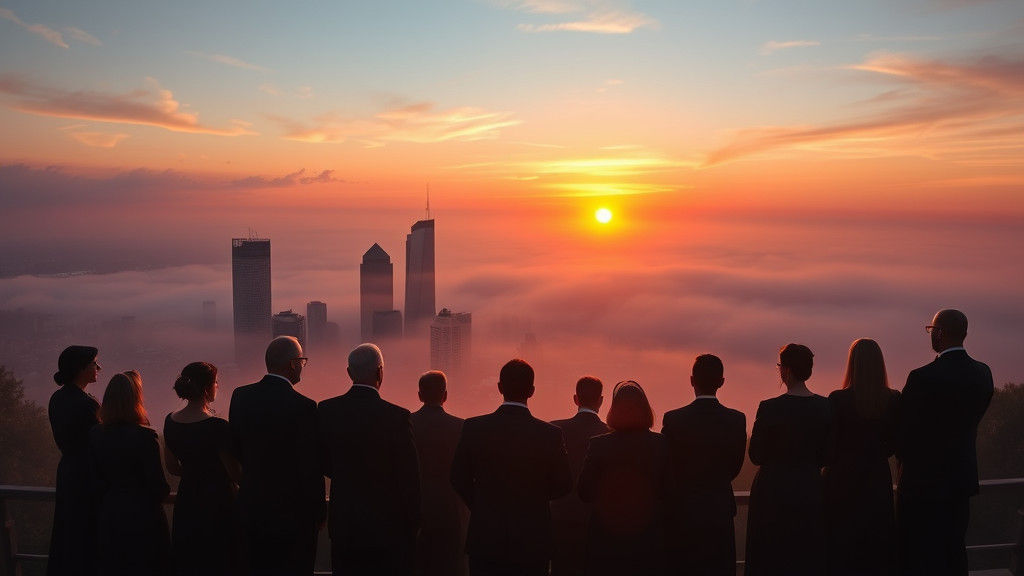 Choir Silhouettes Greet Metropolis Sunrise