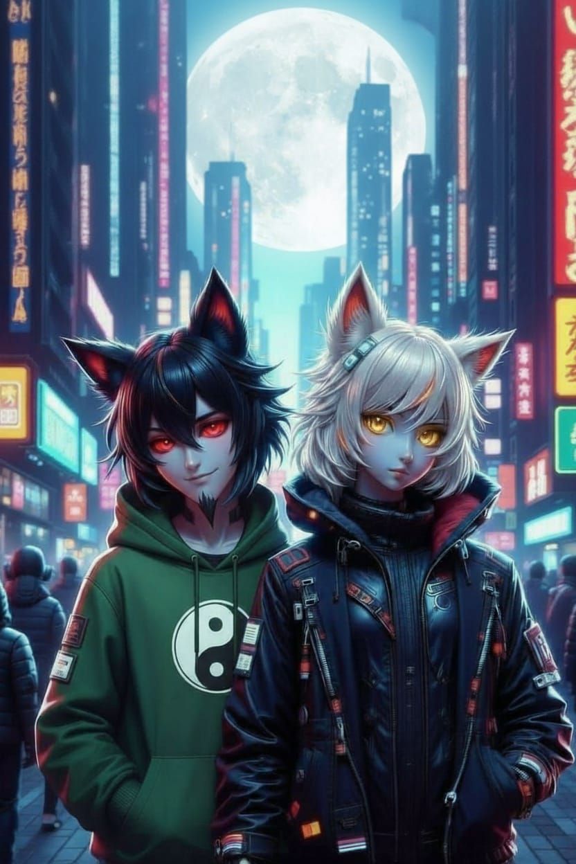 Yin Cyber Wolf Girl and Yang Wolf Boy