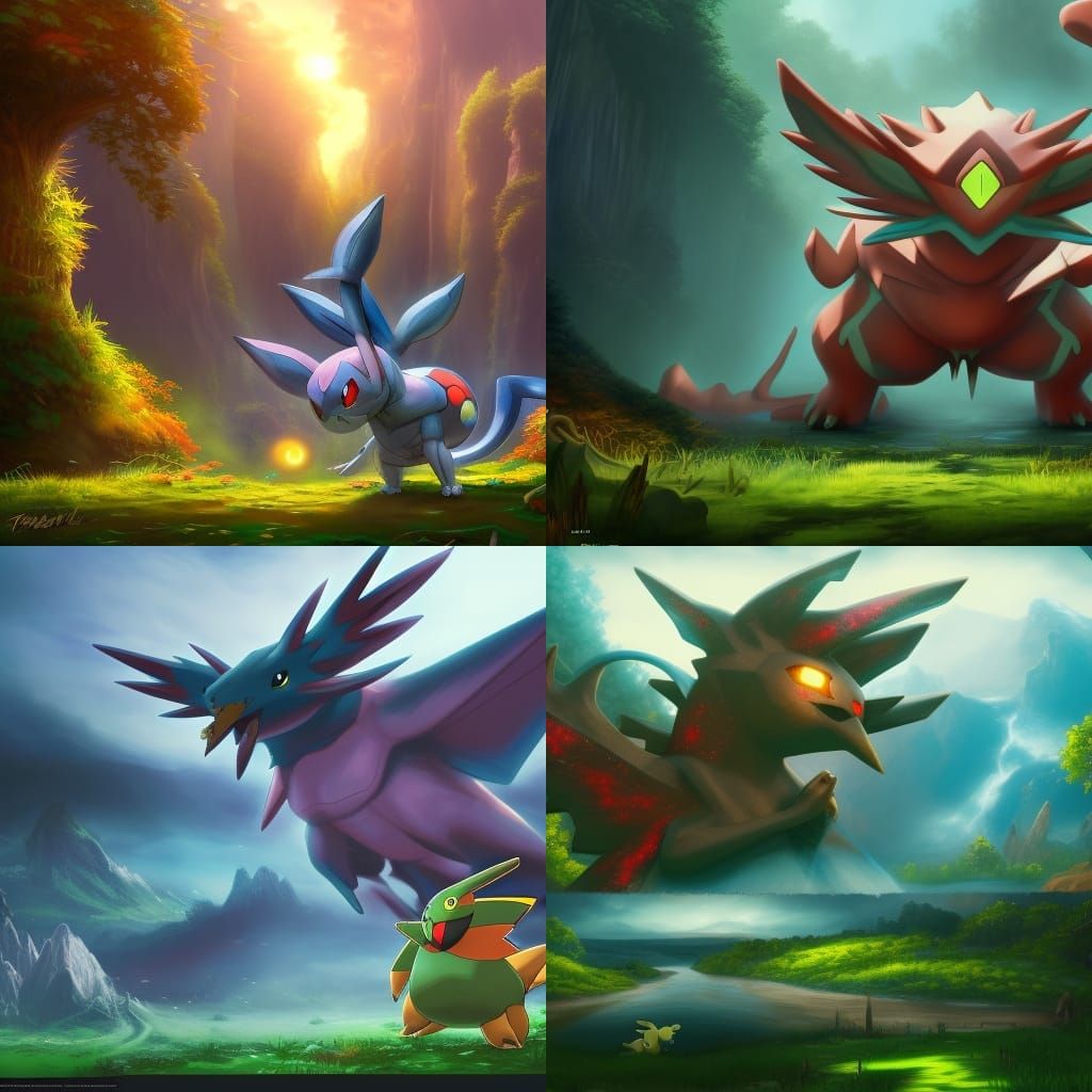 Detailed Pokemon Matte Painting in Deep Color