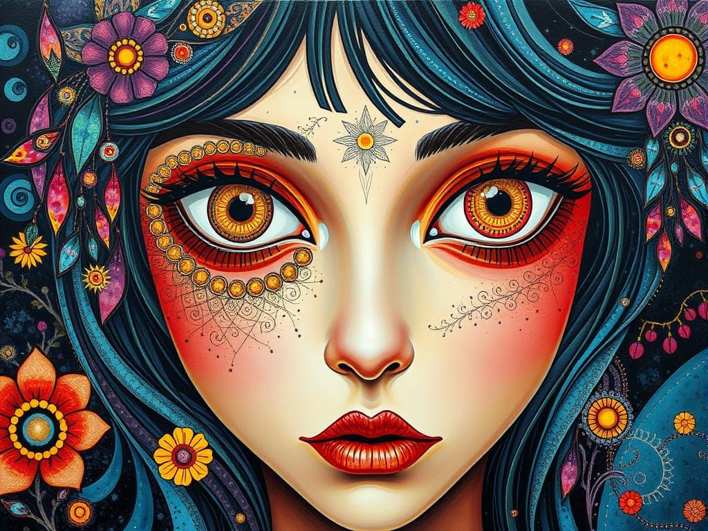 Kaleidoscope Eyes: Intricate Acrylic Art Masterpiece