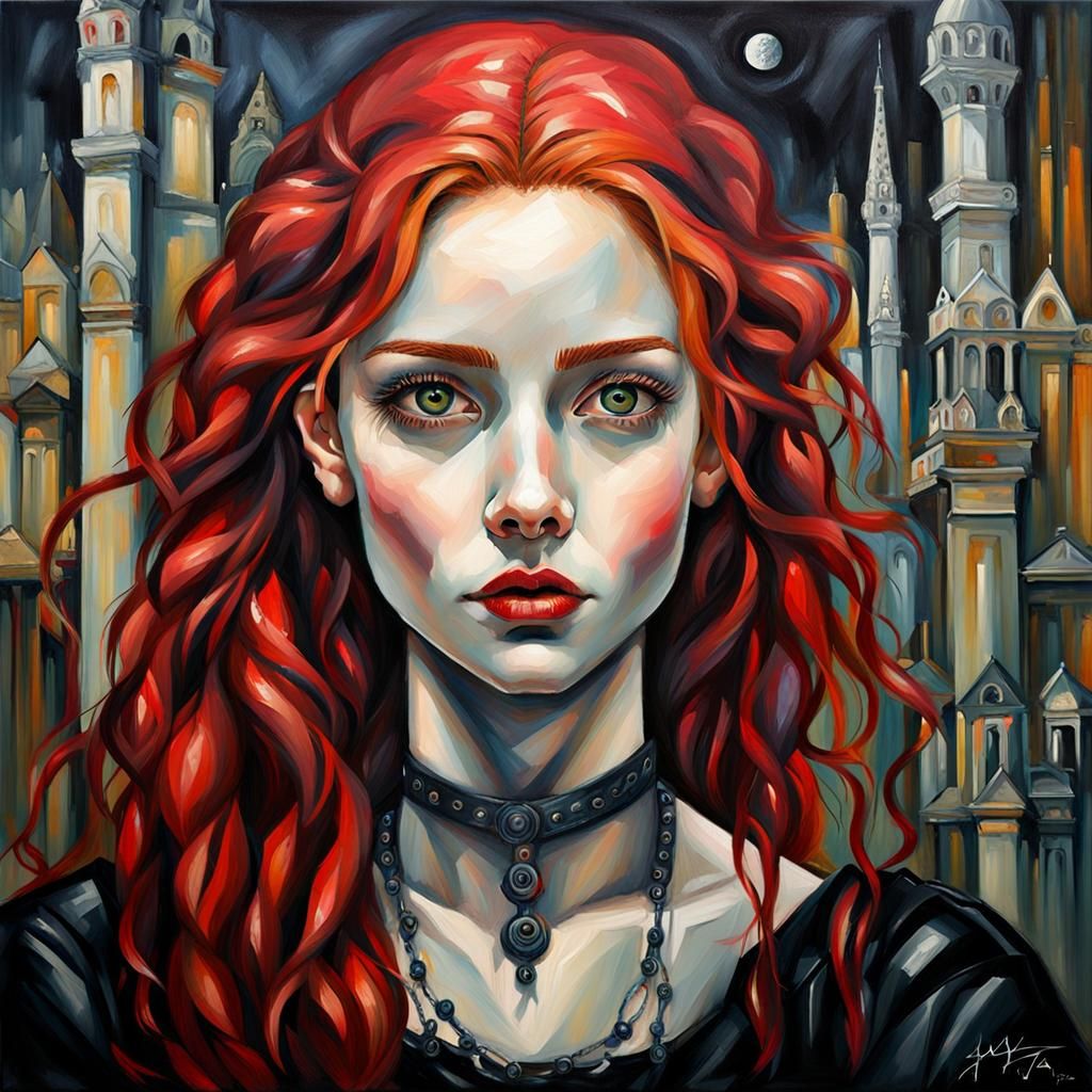 Gothic Oil Portrait of a Czech Woman