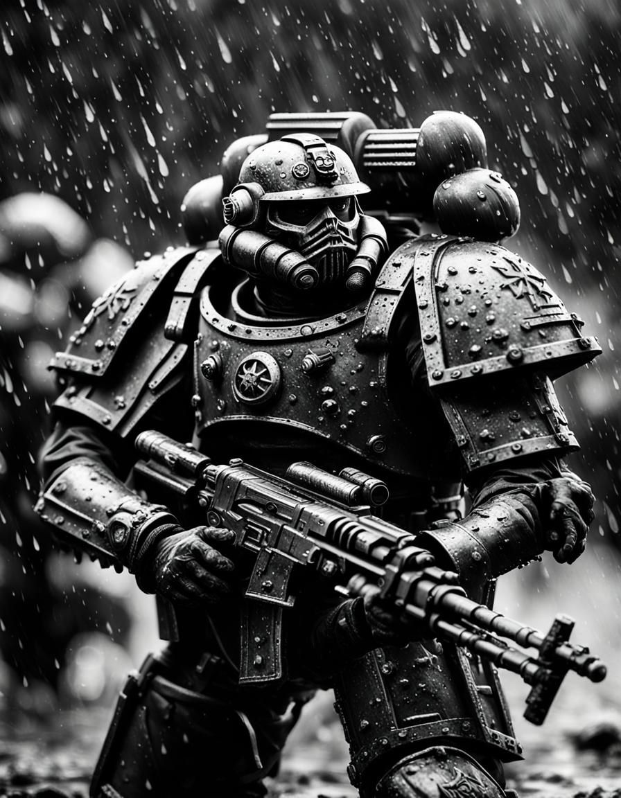Warhammer 40K Marine Portrait After Epic Battle