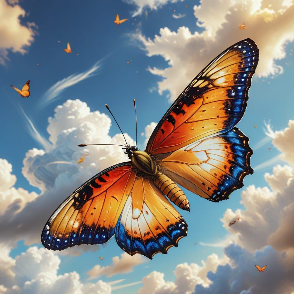 Monarch Butterfly Soaring in Hyper-Realistic Digital Art