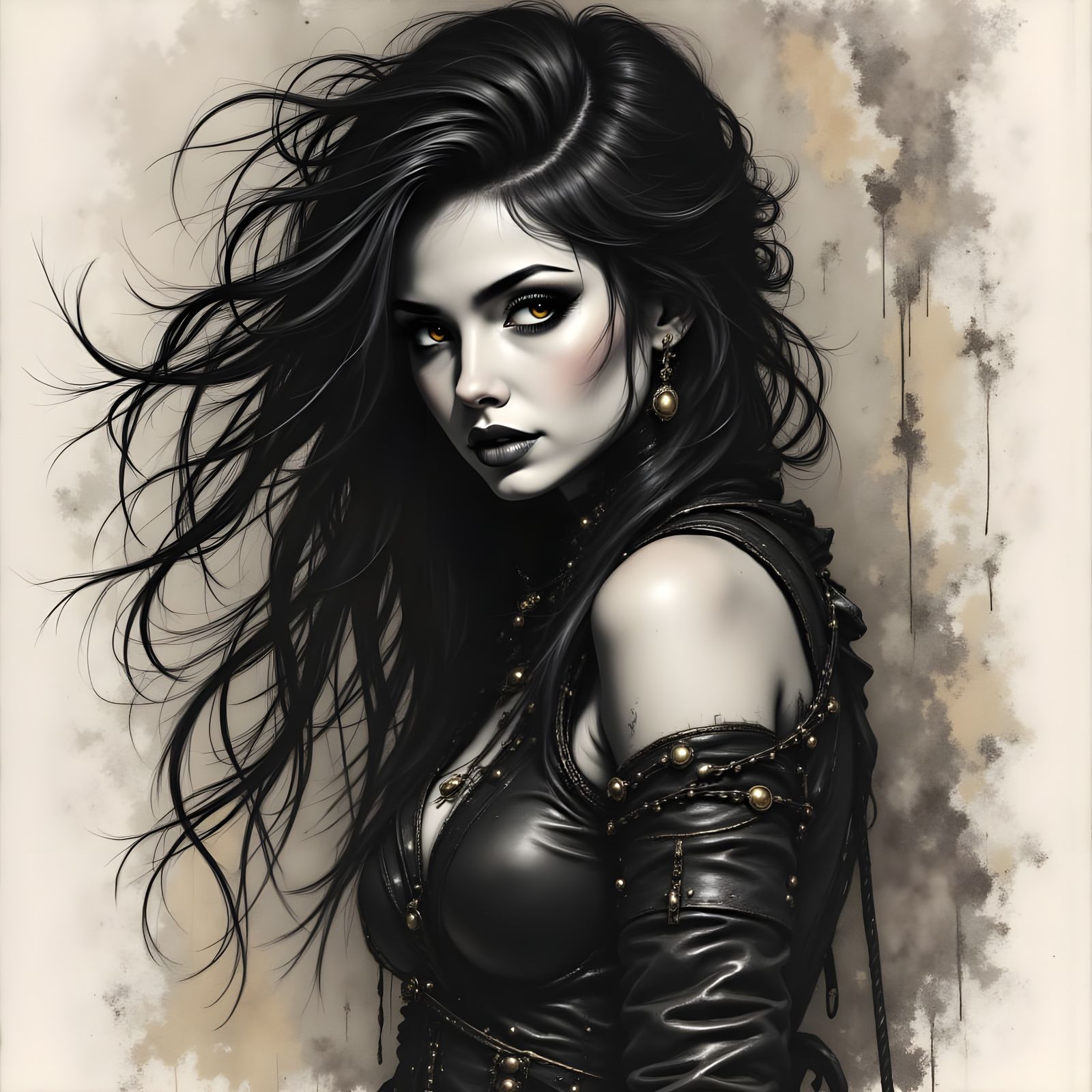 Norse Goddess Portrait in Charcoal Sketch Style