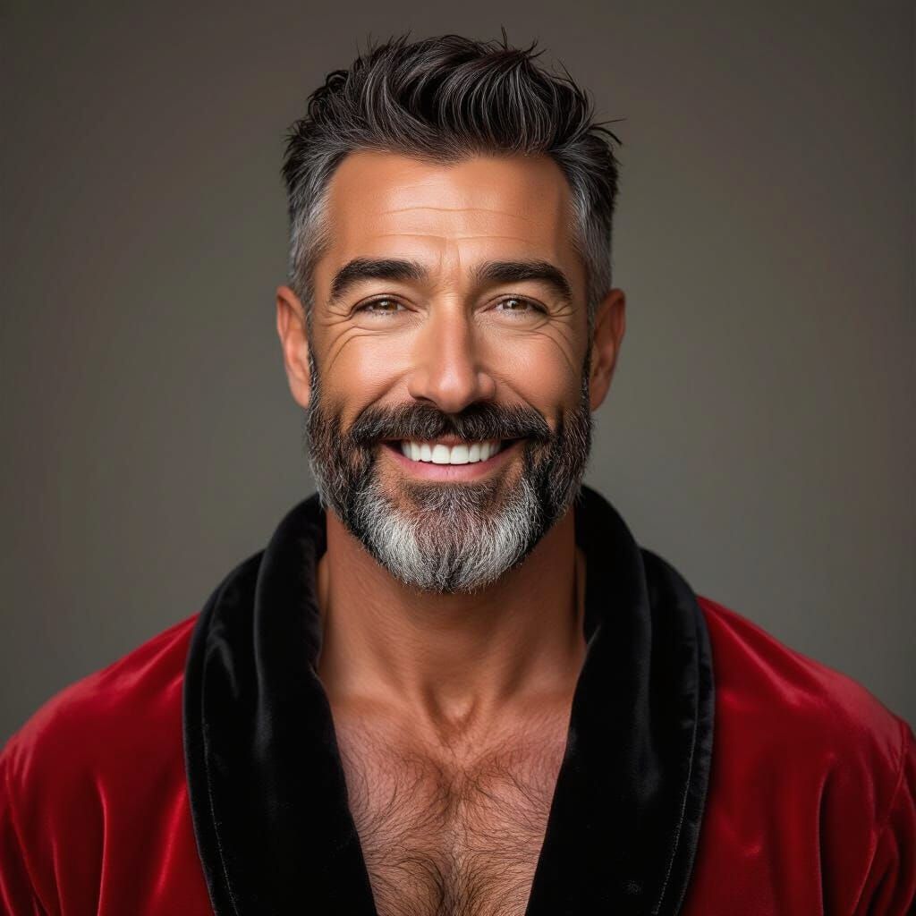 Handsome Bearded Man in Velvet Robe, Fantasy Art