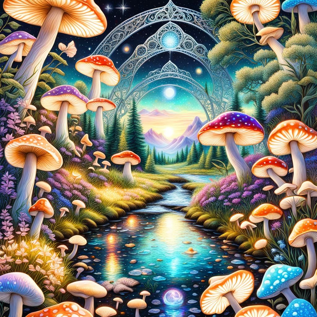 Cosmic Country Garden with Norwegian Forest Cats