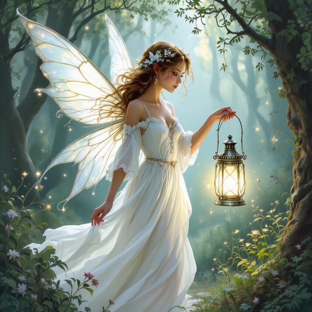 Ethereal Fairy Lantern in Whimsical Forest