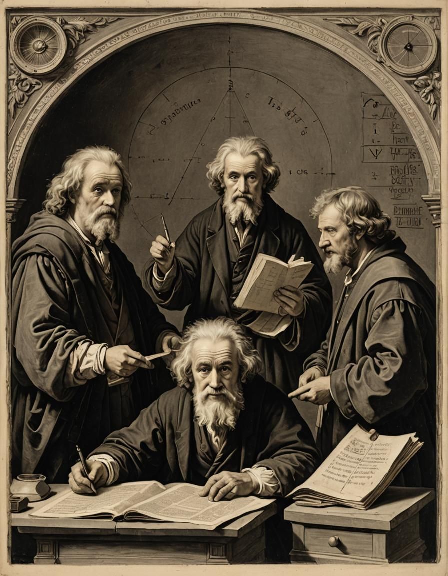 Pythagoras Explains Theorem in Rembrandt Style