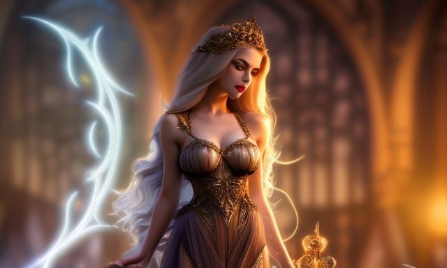 Fantasy Goddess with Keyblade and Angel Wings