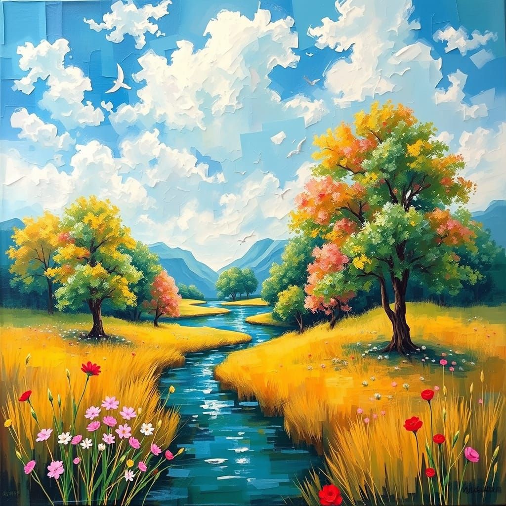 🌸 Douce Harmonie au Bord du Ruisseau 🌸