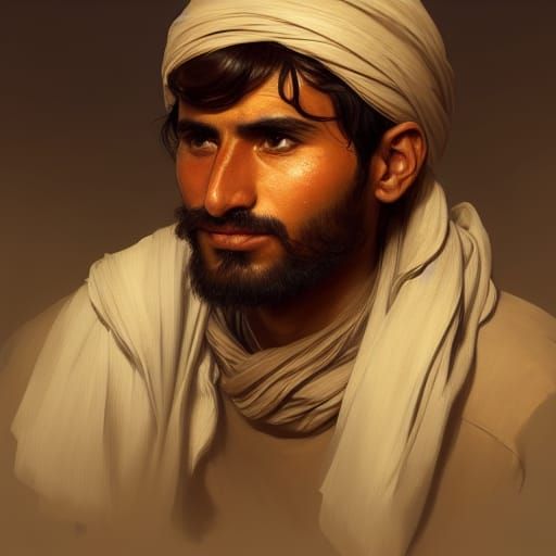 Detailed Portrait of Afghan Boy in Volumetric Lighting