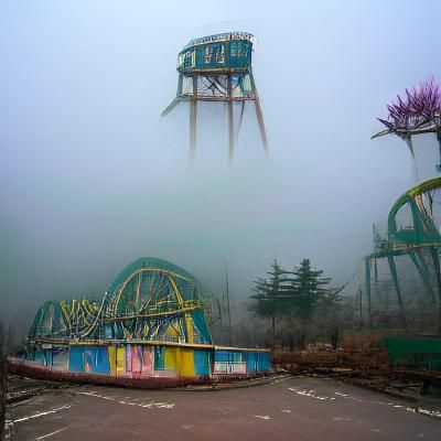 Fog-Shrouded Abandoned Theme Park