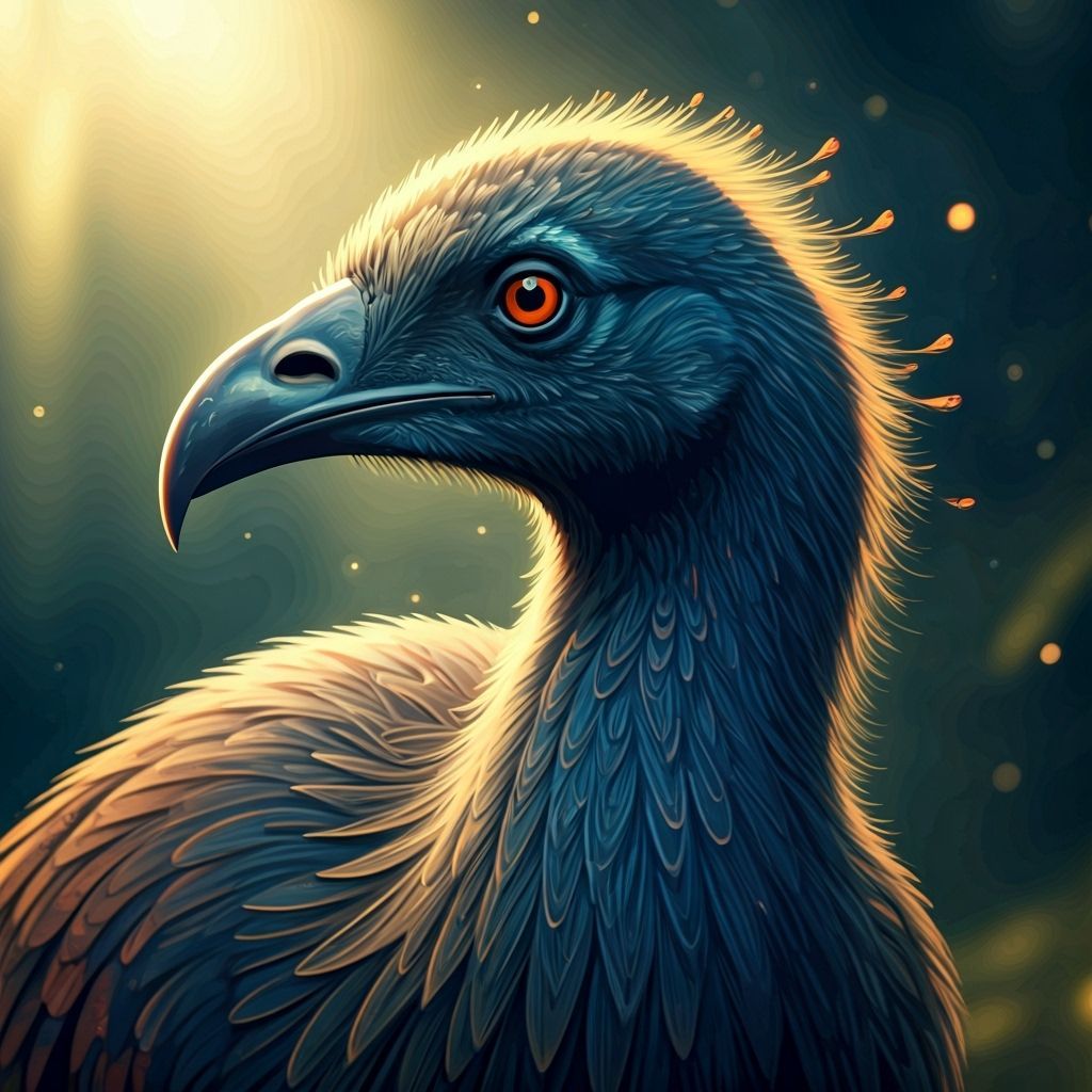 Mythical Moa in New Zealand Landscape, Ghibli Style