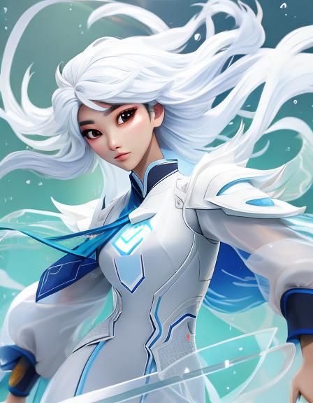 Ethereal Korean Beauty in White Transparent Dress