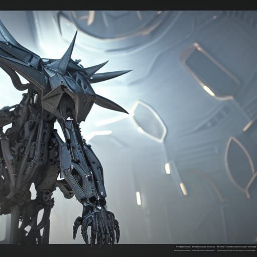 Intricate Mech Demon in Sci-Fi Style