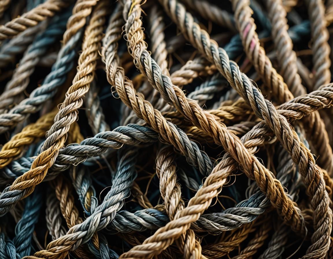 Macro Shot of Severed Rope with Tangled Threads