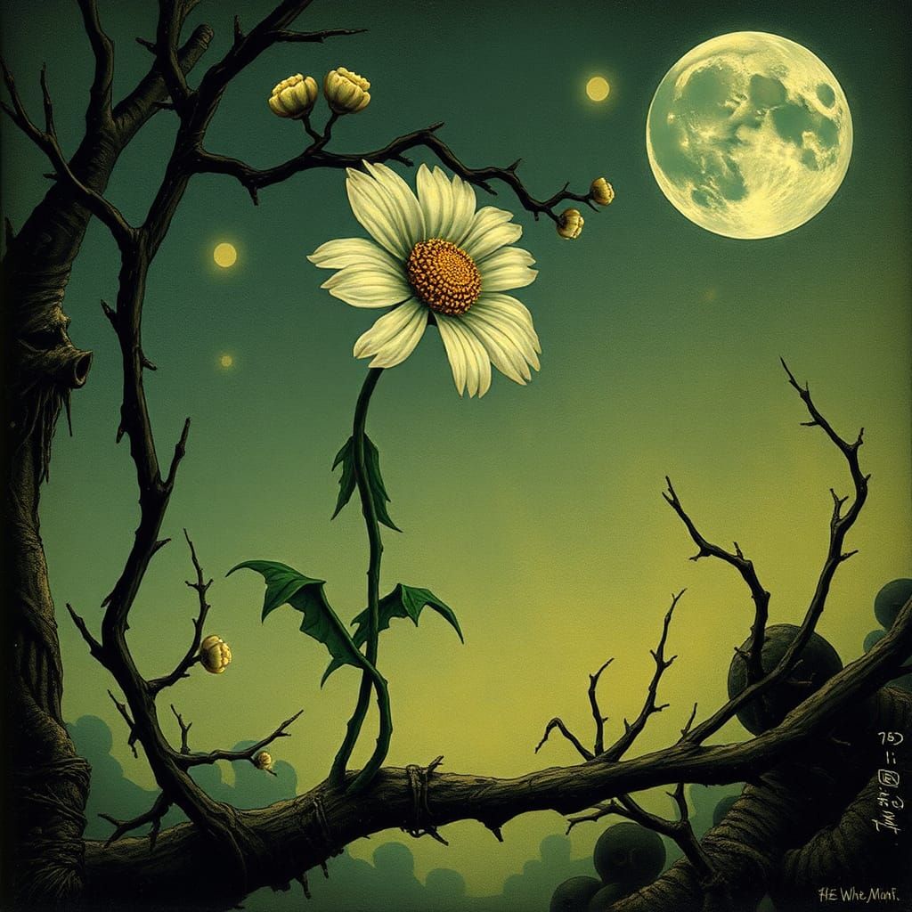 Delicate Flower in a Nightmarish Surreal World