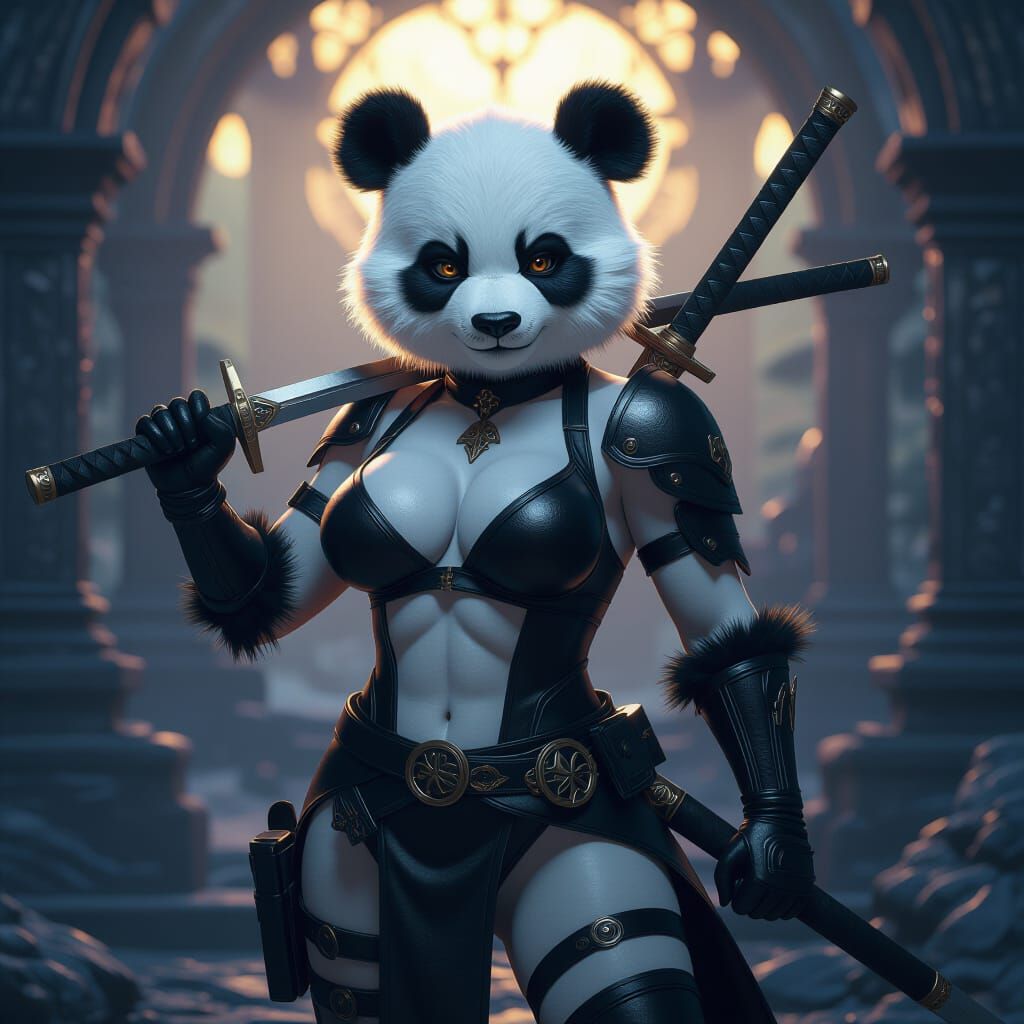 Panda Assassin in Dark Fantasy Realm