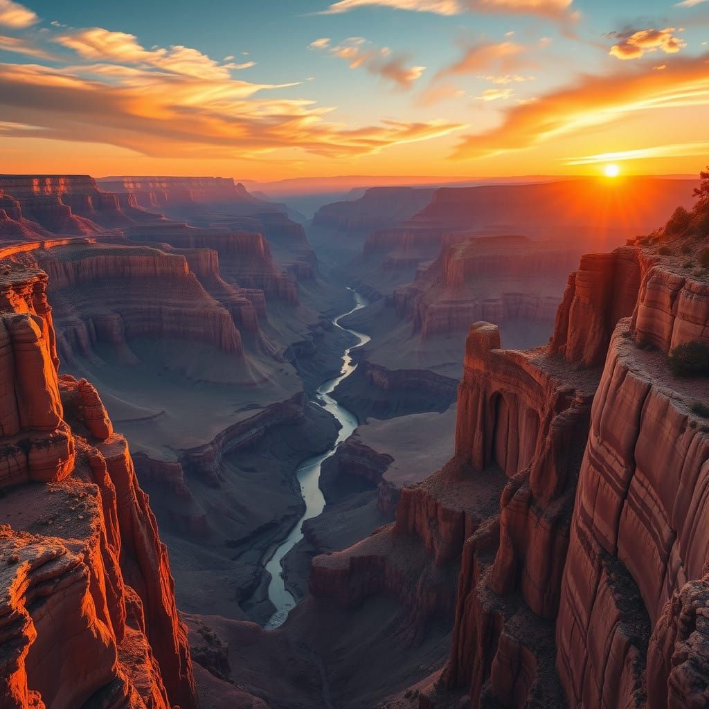 Breathtaking Grand Canyon Sunset Landscape in Hyper-Realisti...