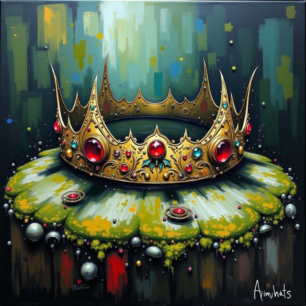 Elven Crown in Forest, Abstract Art Painting
