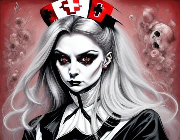 Sinister Nurse Ratched in Horror Hospital Setting