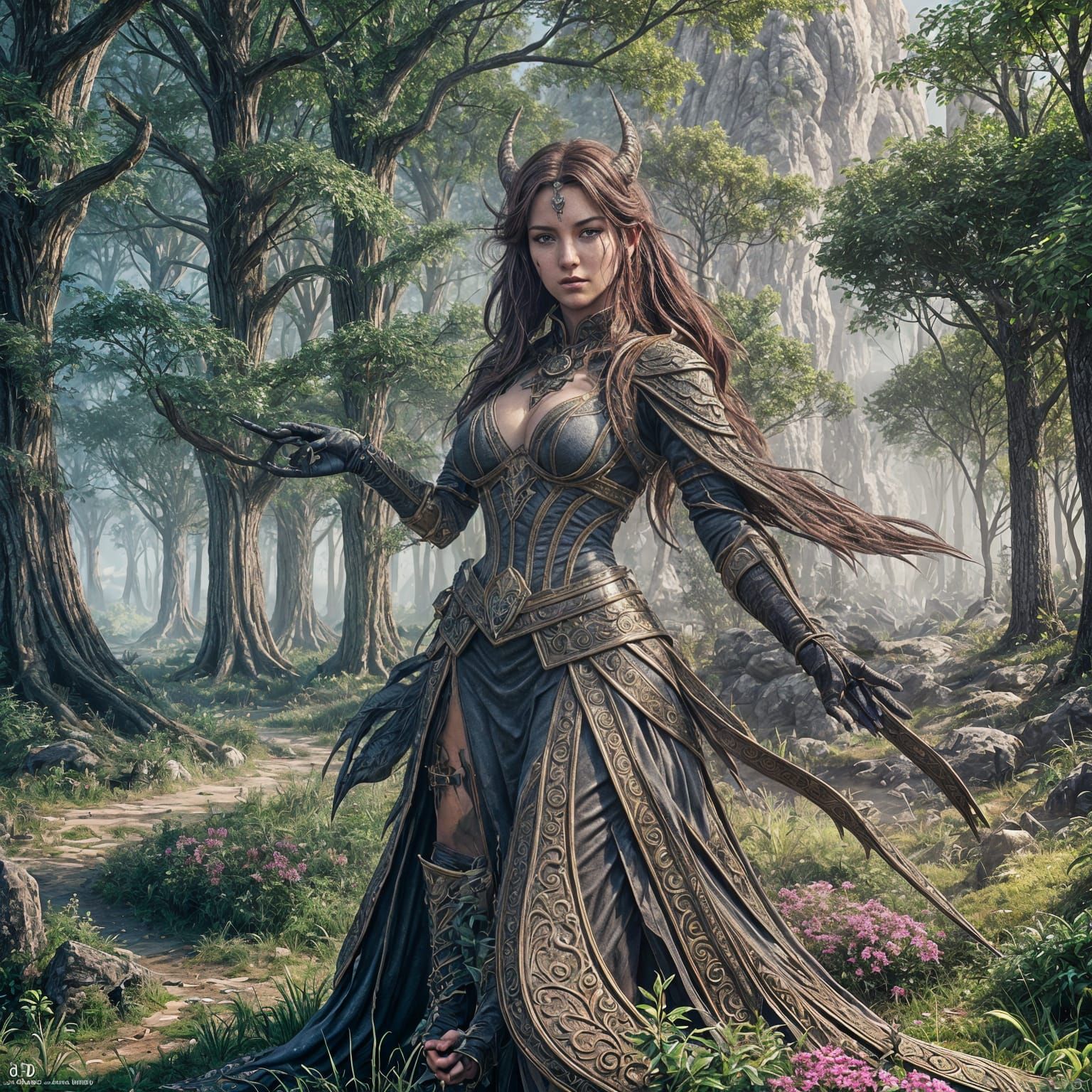 Fantastical Forest in Deep Color, Detailed Matte Painting