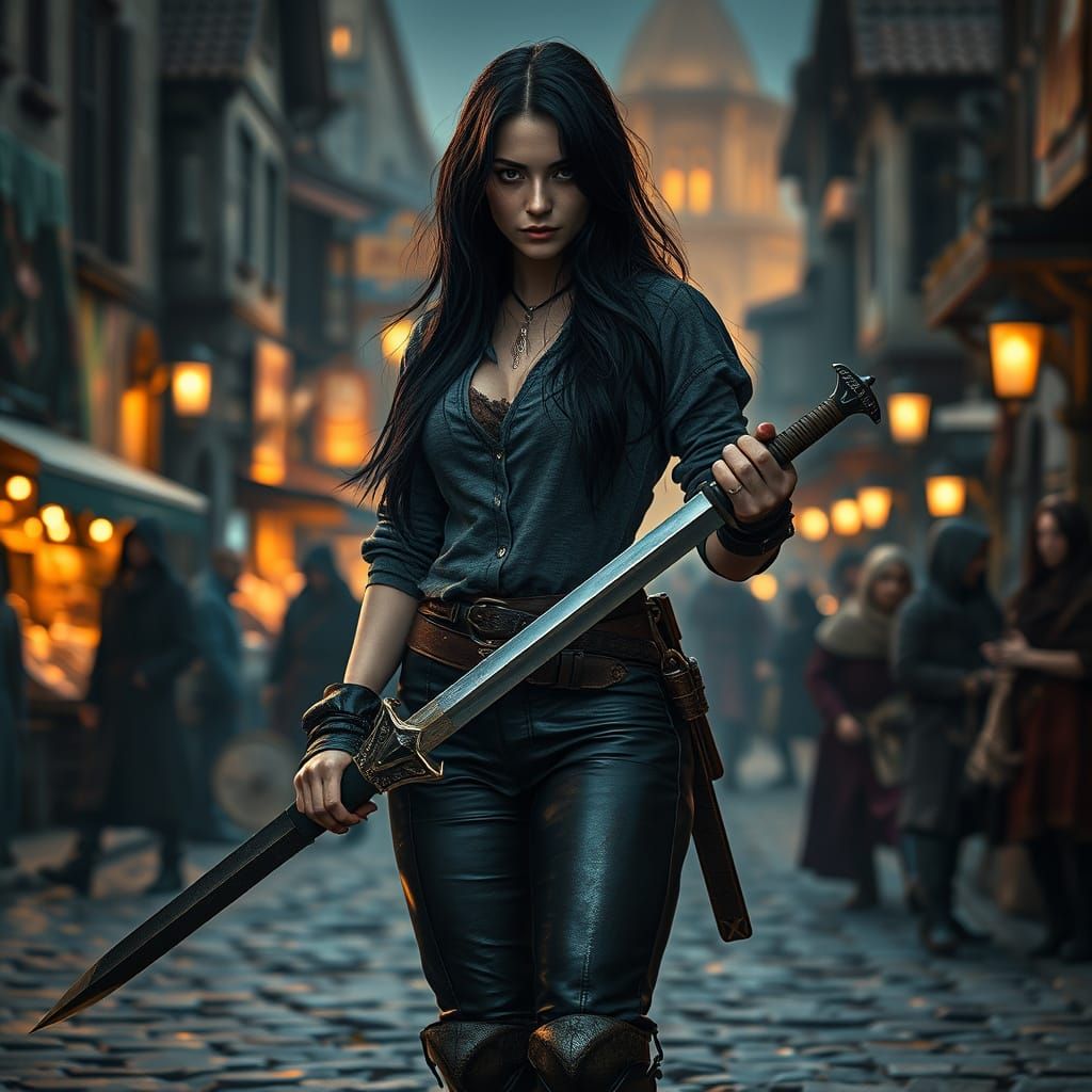 Medieval Fantasy Mercenary in Evening Light