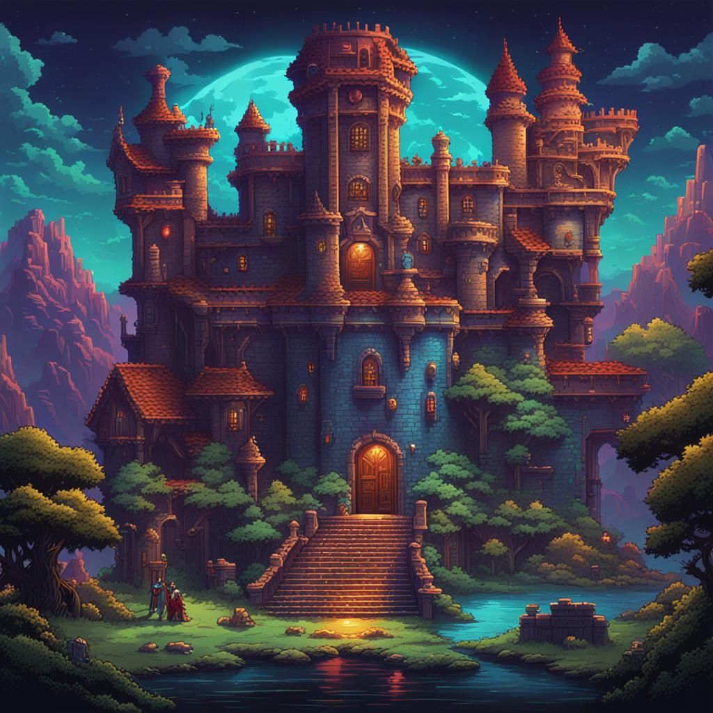 80s Fantasy RPG Book Cover in Pixel Art