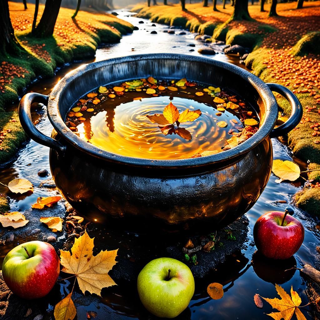 Autumn Cauldron Filled with Golden Light