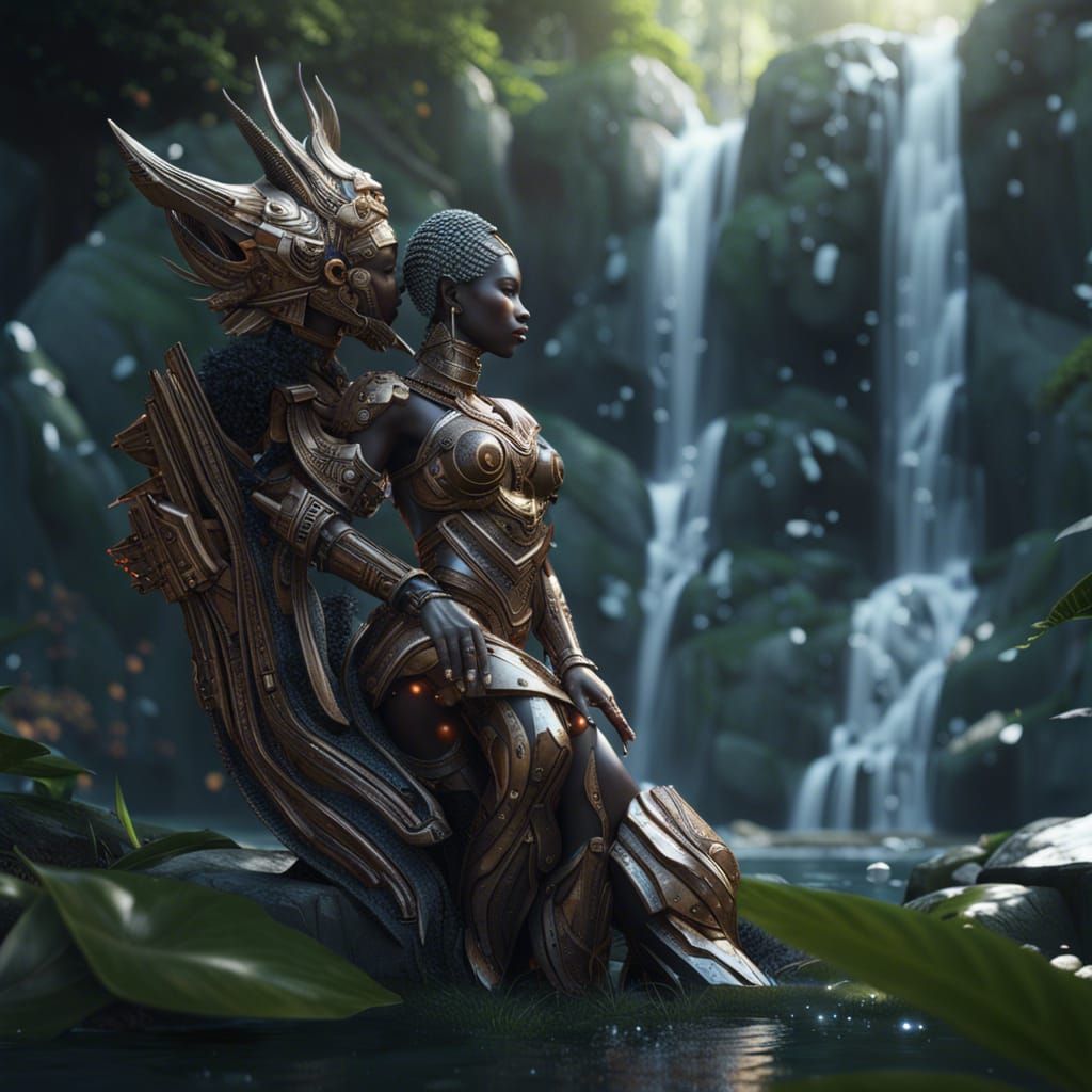 Melanesian God and Goddess Kiss with Mech Details